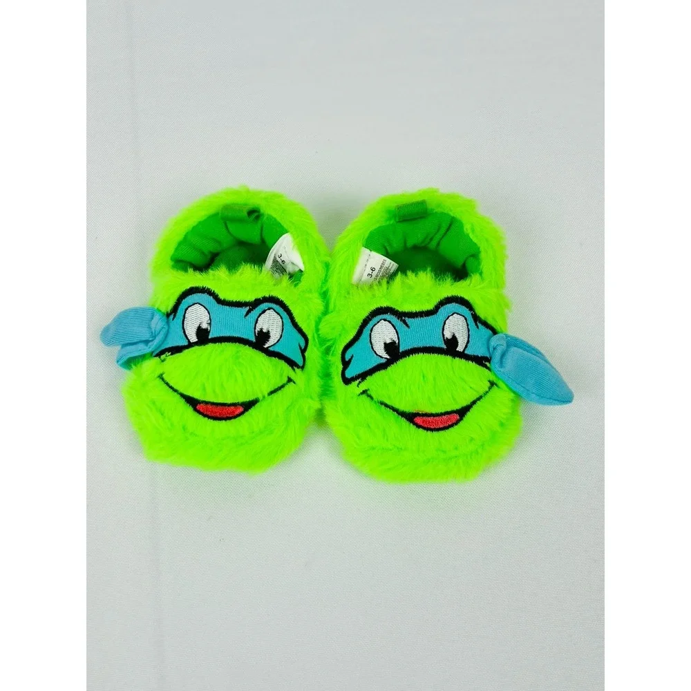 Nickelodeon TMNT Teenage Mutant Ninja Turtles Leonardo Fuzzy Baby Slippers 3-6M
